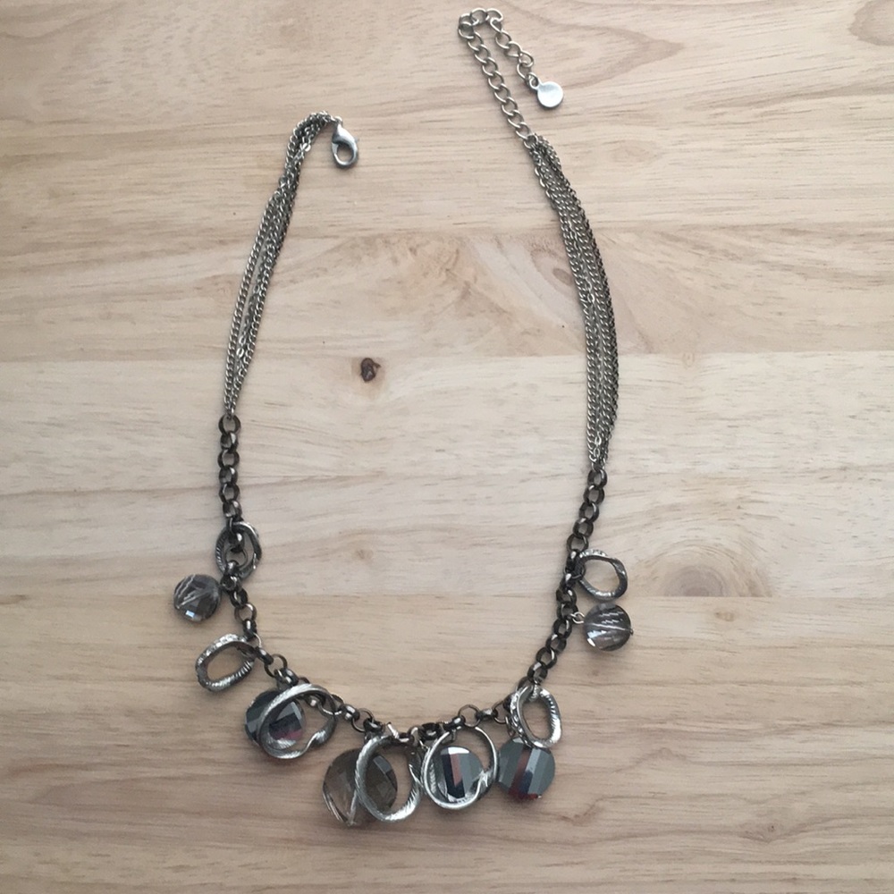 Gun Metal Beaded Statement Necklace